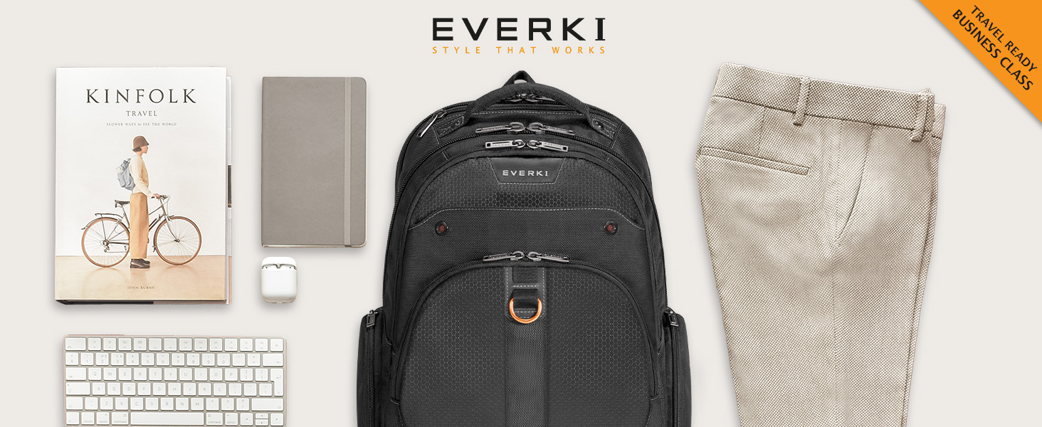 Бізнес-рюкзак для ноутбука Everki Atlas 32L (13–17.3 дюймів) ергономічний дорожній рюкзак з регульованим відділенням, чорний