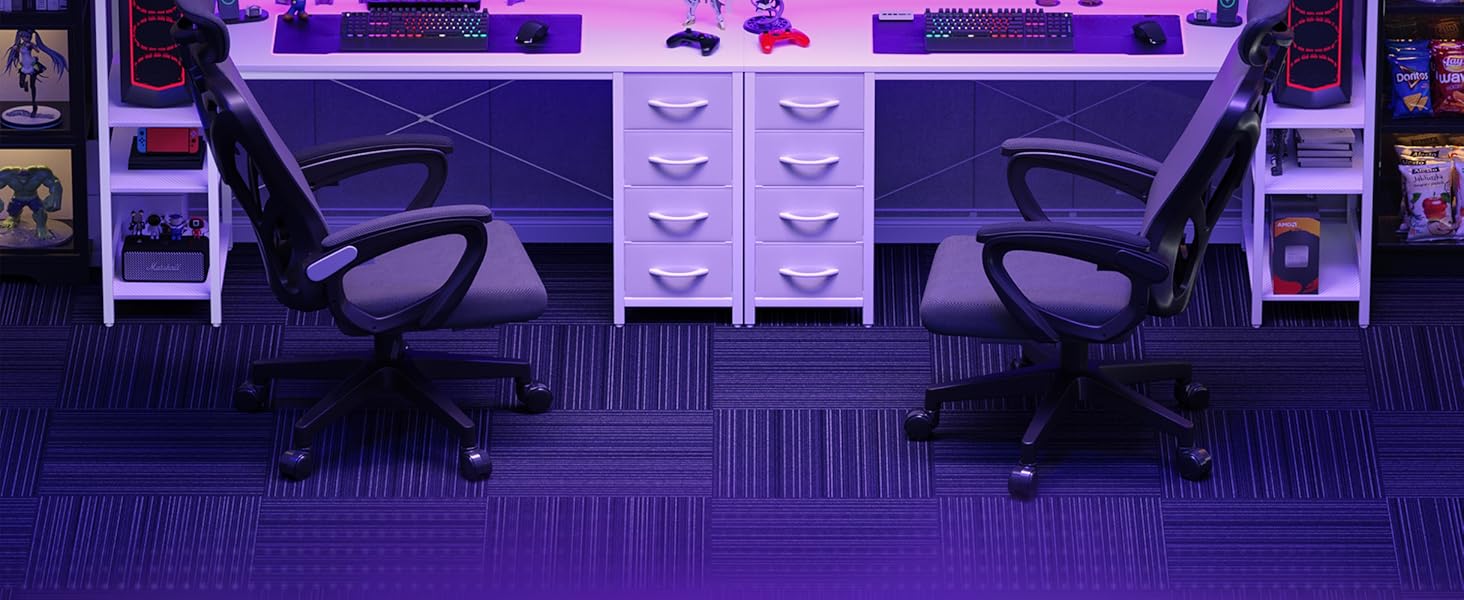 Ігровий стіл YOUDENOVA 150x50 см з LED-підсвіткою, розеткою та шухлядами, стільниця з карбонового волокна, білий