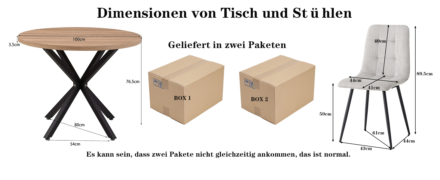 Комплект обідньої групи 5-ти частинний: круглий стіл 100 см та 4 стільці (голландський фліс). Підходить для кухні, вітальні, балкону, ресторану, офісу. Темне дерево + світле дерево/сірий (Cord).