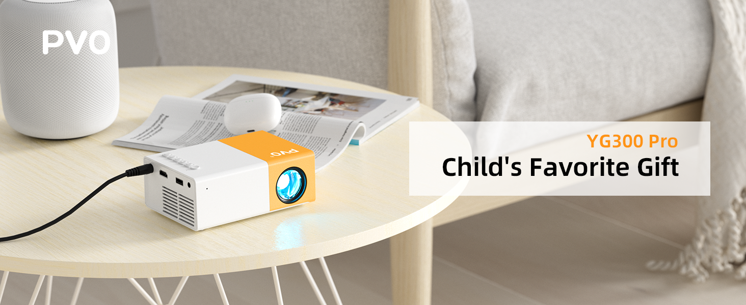 Міні-проектор YG300Pro: Портативний LED-проектор для мультфільмів, кіно та ігор. Підтримка дзеркального відображення з кабелю. Ідеальний подарунок для дітей та для домашнього кінотеатру.