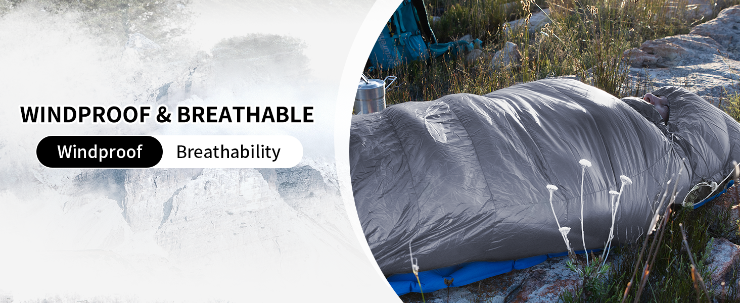 Ультралегкий спальний мішок Naturehike CW400 RDS пух, 4 сезони, компактний для кемпінгу та подорожей, сірий, розмір M (температура комфорту 6°C)