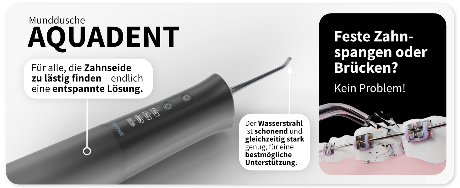 Електрична зубна щітка та іригатор Zahnheld Gero G3 AQUADENT чорного кольору: звукова щітка, очищення міжзубних проміжків, датчик тиску, таймер, USB-C