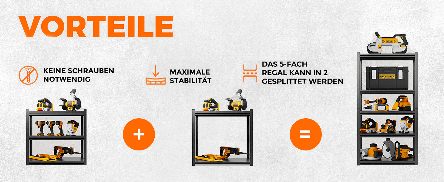 Металевий стелаж з металевими полицями - швидкий монтаж [НЕ СХИЛЬНИЙ ДО ПЛІСНІ & надзвичайно стабільний] Важкий металевий стелаж чорного кольору з п'ятьма полицями - стелаж для зберігання, підвальний стелаж, стелаж для гаража. Розміри: 160x86x45 см, 5 полиць, чорний колір