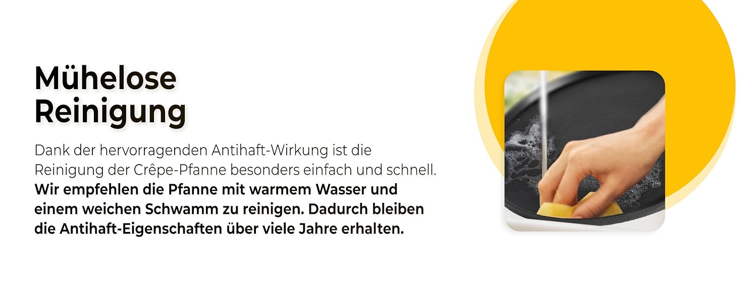 Крейпниця з індукційним дном 26 см з 3-шаровим антипригарним покриттям + лопатка та розподільник з буку (Німеччина) - для всіх типів плит (без PFOA та PFOS)