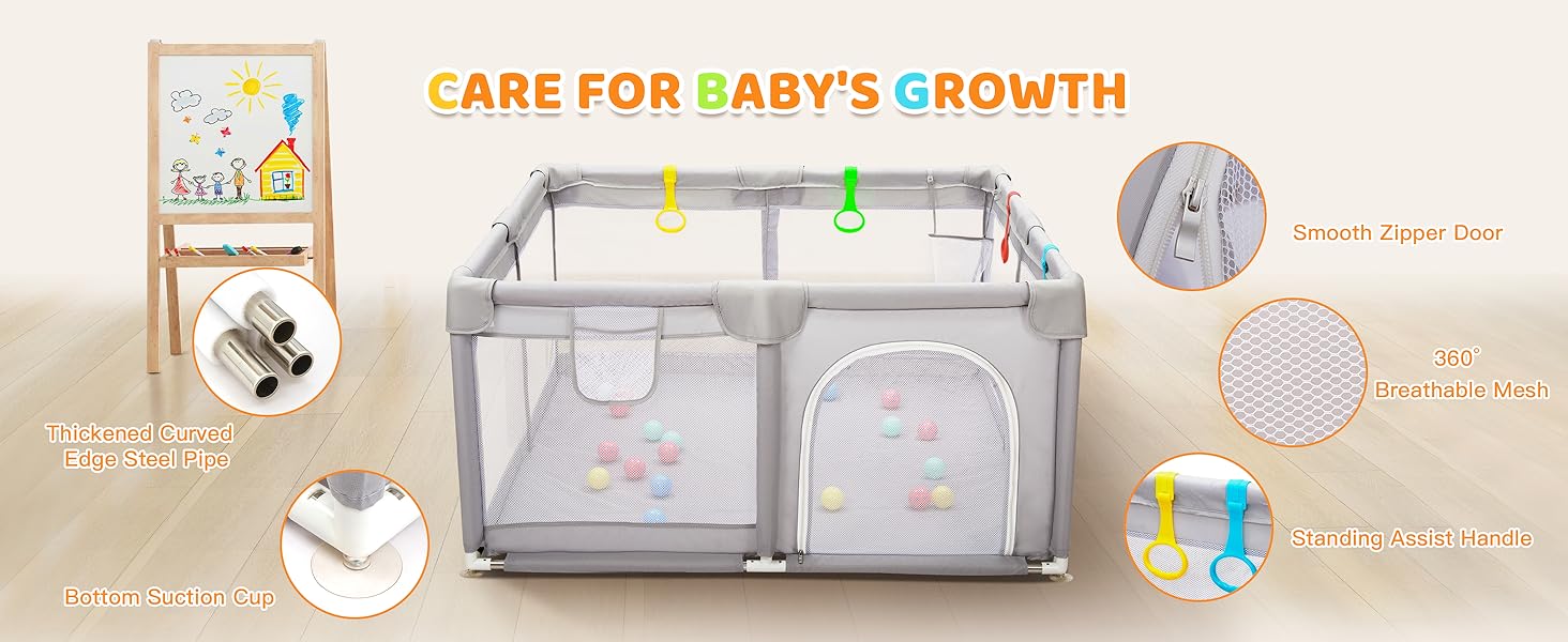 Манеж дитячий CHOLY для немовлят та малюків 128x128 см, сірий. Безпечний, з сіткою, м'яким захистом, легко збирається