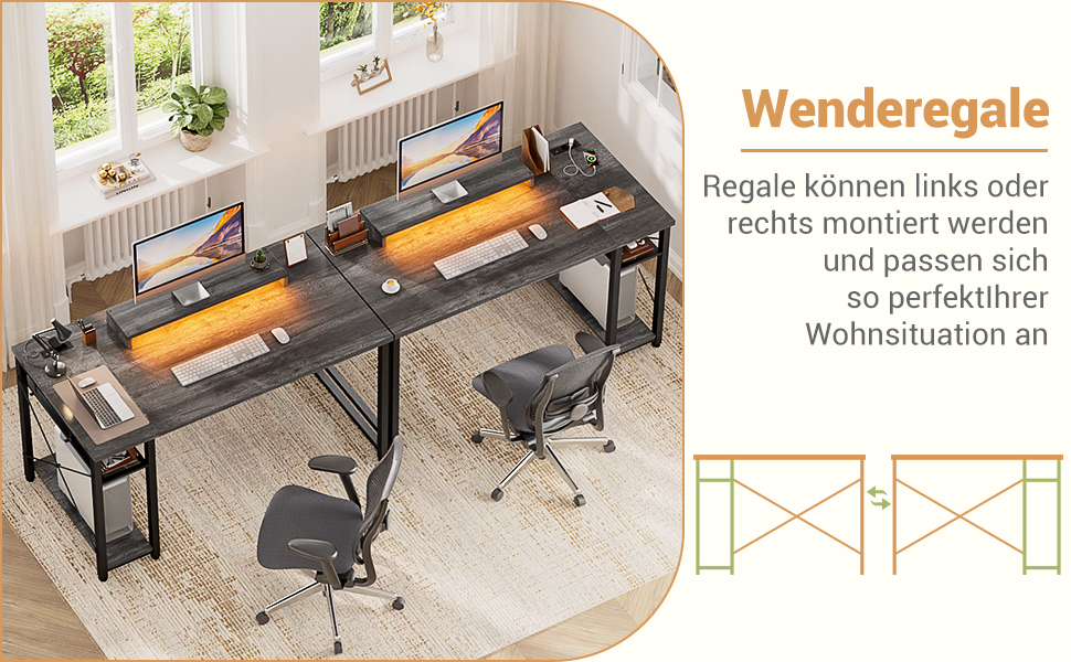 Ігровий стіл з LED підсвічуванням та розетками, стіл для комп'ютера з USB, стіл для ігор з підставкою для монітора, сучасний офісний/студентський стіл для офісу та ігрової кімнати (грабовий дуб)