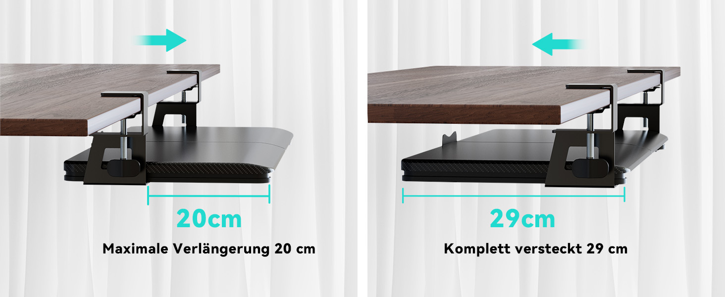 Підставка для клавіатури NearHub, висувна, під стіл, карбоновий дизайн, 65x30 см