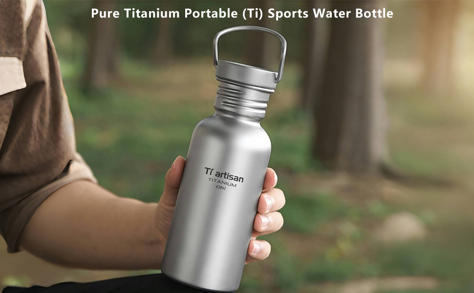 Титанова фляга Ti Artisan Titan-Trinkflasche 430 мл: спортивна, легка, герметична для кемпінгу, туризму, велоспорту