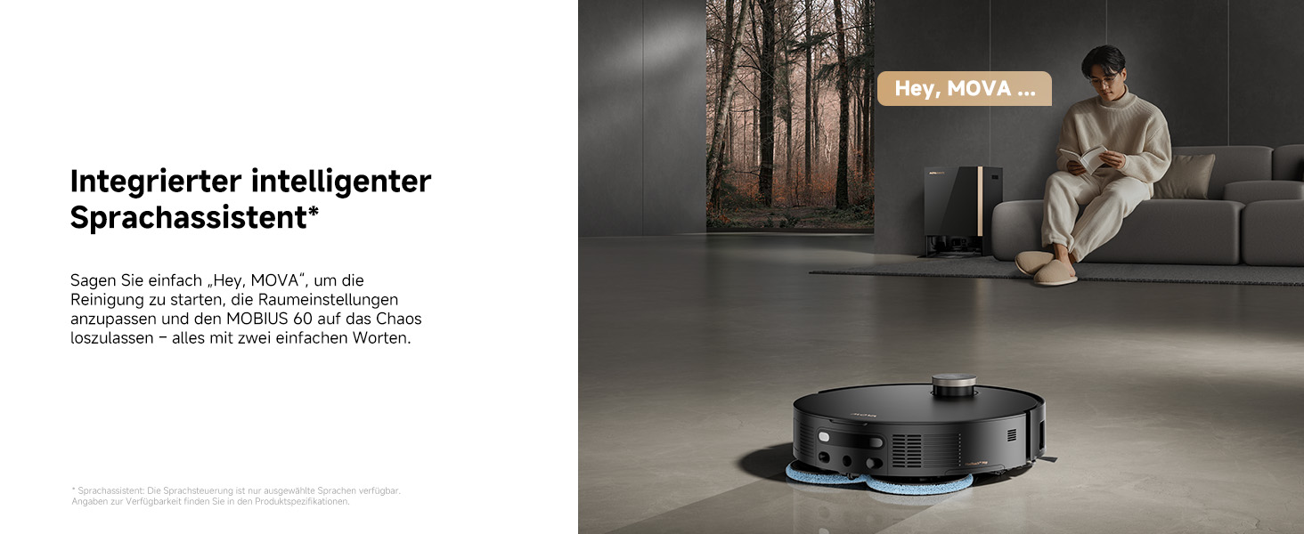 Робот-пилосос Mova V50 Ultra Complete з функцією миття, 24000 Па, подолання перешкод 6 см, навігація Liftable+RGB AI+LED, 80°C гаряча вода, 63°C самостійне сушіння, DuoSolution System, щітка Tricut (Mobius 60)