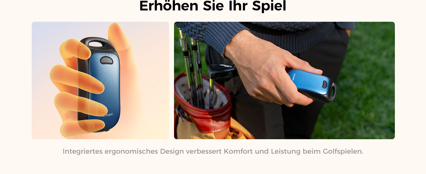 Електричні грілки для рук OCOOPA, 2 шт., водонепроникні (IP45), ергономічні, 18 годин тепла, портативні, для активного відпочинку, гольфу, кемпінгу, морської синьої