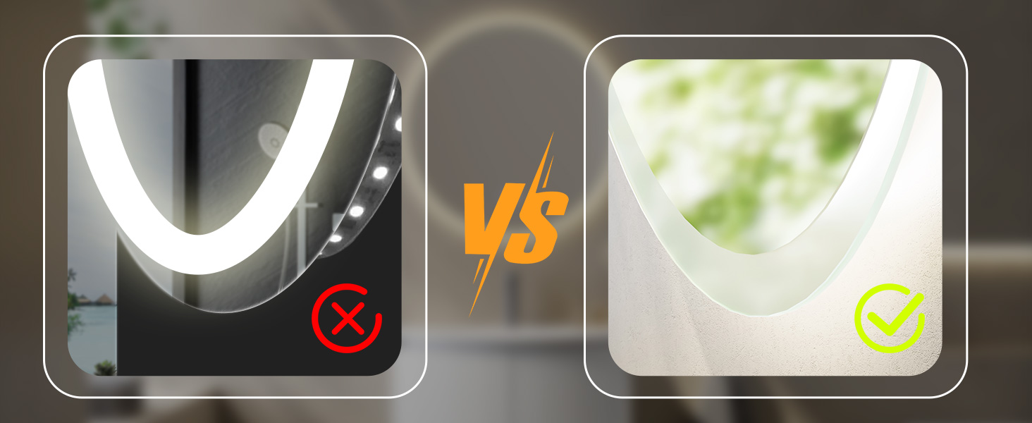 Дзеркало для ванної кімнати HOROW Кругле з підсвіткою 80см LED, регульоване, антизапар, без рами, IP44, 80x80 см