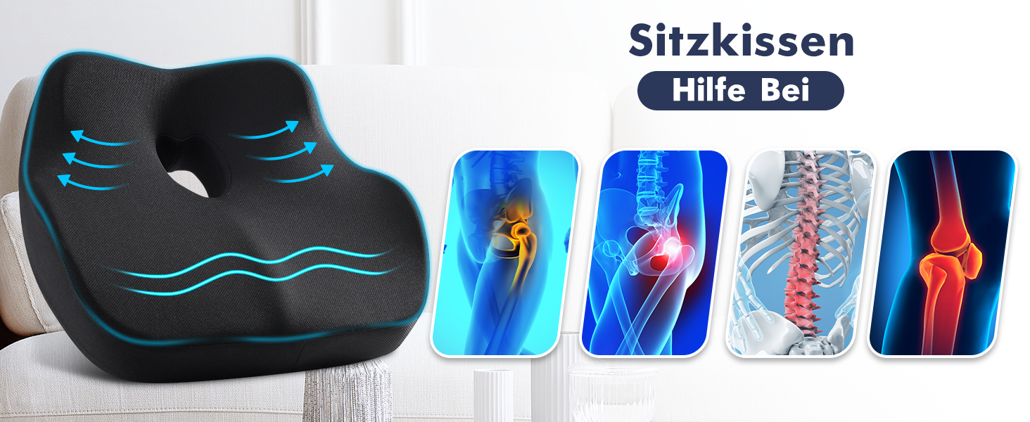 Подушка ортопедична для сидіння SKYNY з піни Memory Foam для офісного та геймерського крісла