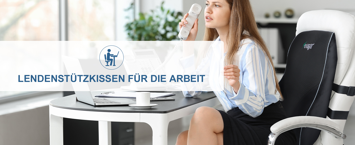 Подушка для спини Feagar для офісного крісла та дивана | Підтримка спини для офісу та дому, чорна