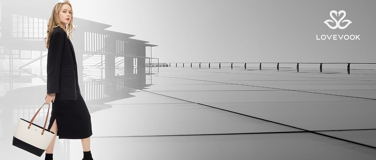 LOVEVOOK Сумка-шоппер для жінок, велика сумка на плече, шкіряна сумка, набір 3 шт. (чорний/бежевий)