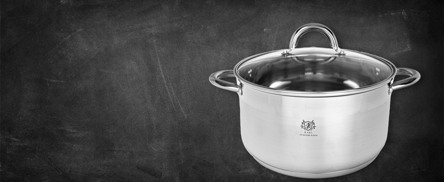 Нержавіюча каструля Karl Hausmann 6L з кришкою (26 см) - для всіх плит, включаючи індукційні