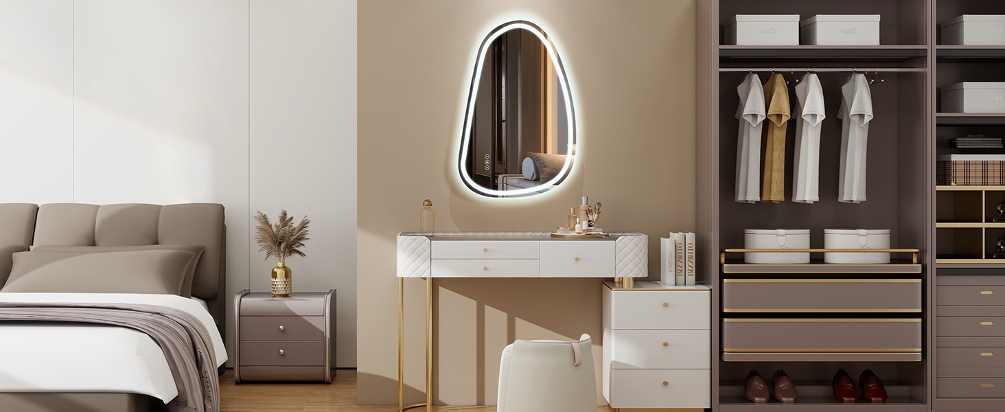 Дзеркало для ванної кімнати YOURLITE з підсвічуванням, 85x55 см, LED, сенсорне керування, 3 кольори світла, регулювання яскравості, антизапар, горизонтальне/вертикальне, IP44, білий