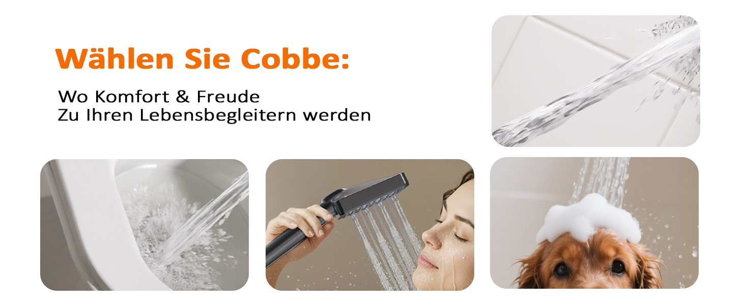 Фільтр для душу Cobbe з шлангом, високонапірна ручна лійка з 20-ступеневою фільтрацією, економна лійка з 6 режимами, підвищує тиск води, для жорсткої води (Q7.schwarz01)