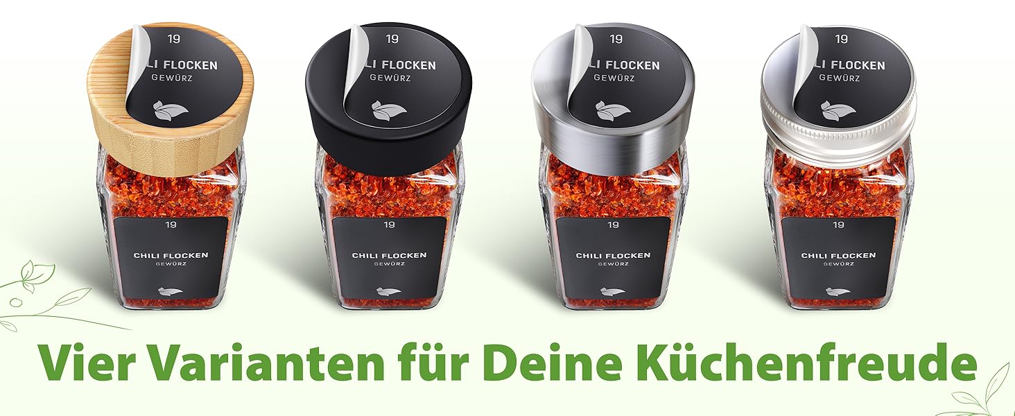 Набір скляних баночок для спецій, 24 шт. по 120 мл, нержавіюча сталь, з етикетками та воронками