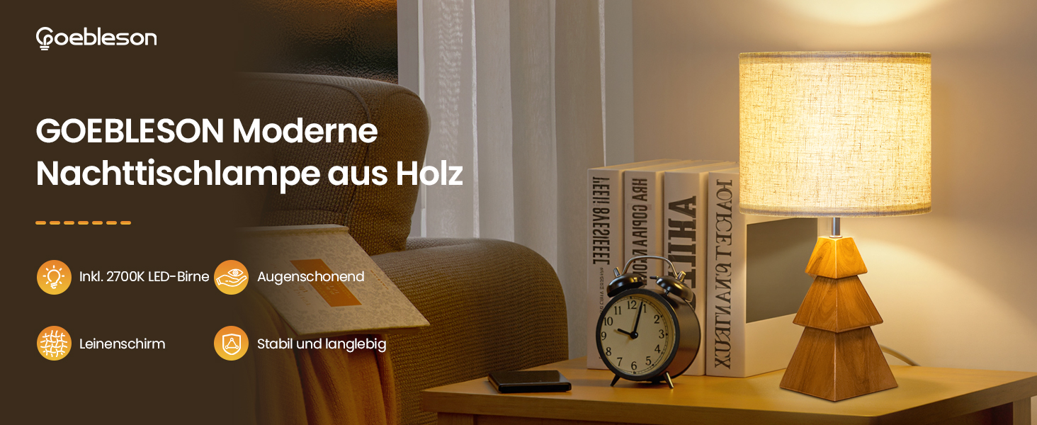 Дерев'яна настільна лампа GOEBLESON для спальні, вітальні, готелю. Сучасний дизайн, тепле світло 2700K, E27, подарунок. Модель ZME07TLD05N1 (у вигляді дерева)