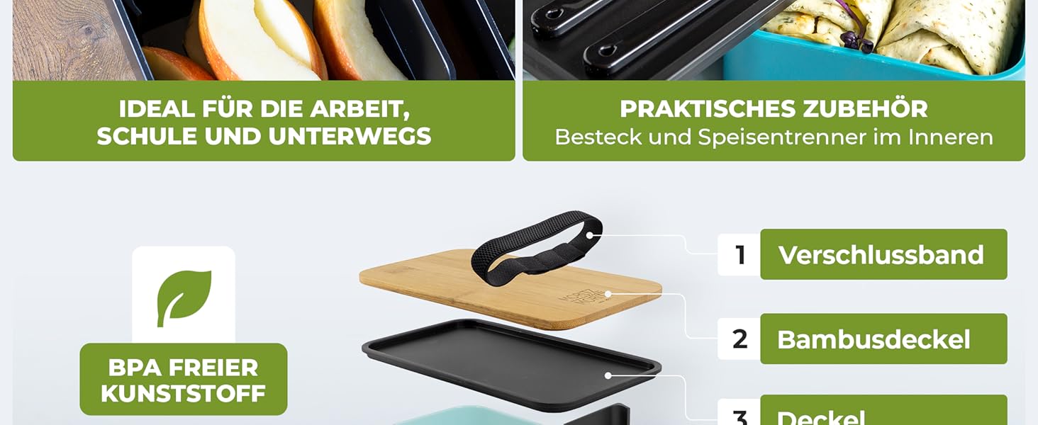 Набір Bento Box Moritz & Moritz (3 шт.) - Японський ланчбокс для дорослих та дітей - 3 шт. Чорний