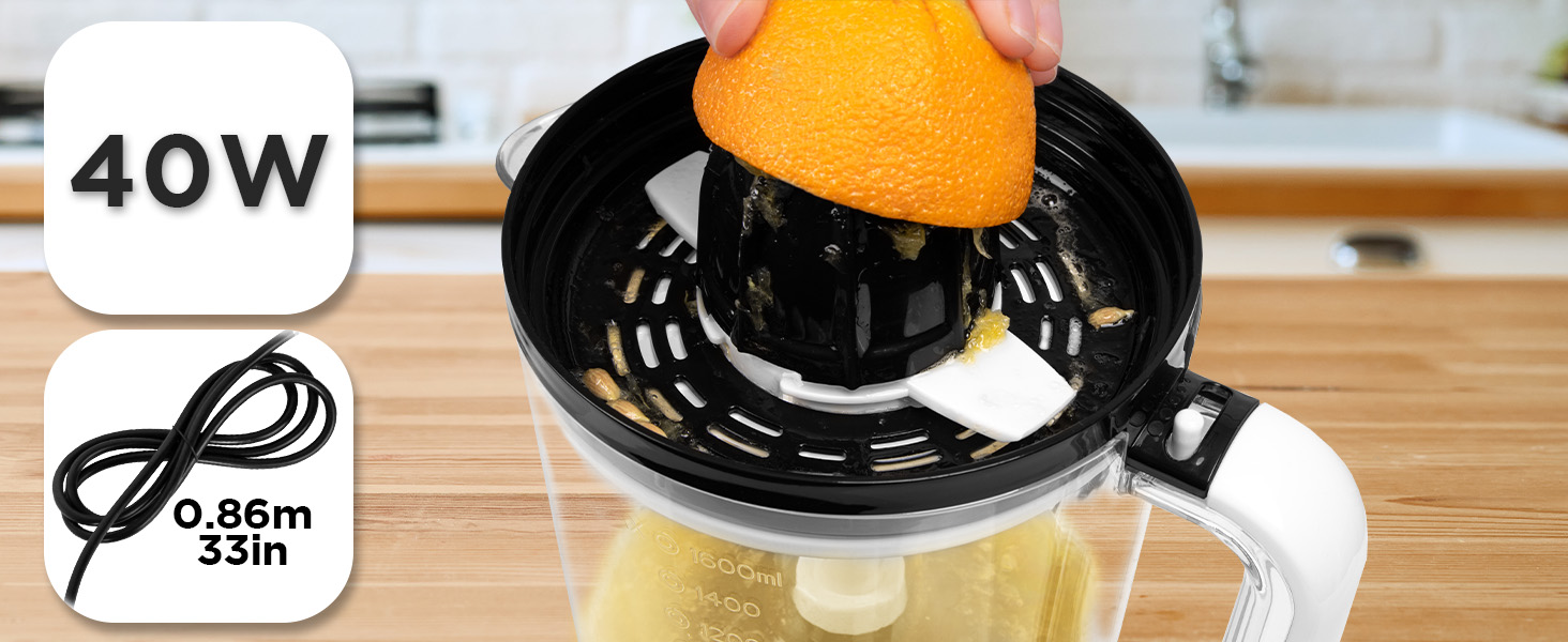 Електрична соковитискачка Duronic Saftpresse 600W: соковитискачка для цитрусових з нержавіючої сталі, 400 мл, 2 конуси, для апельсинів та лимонів