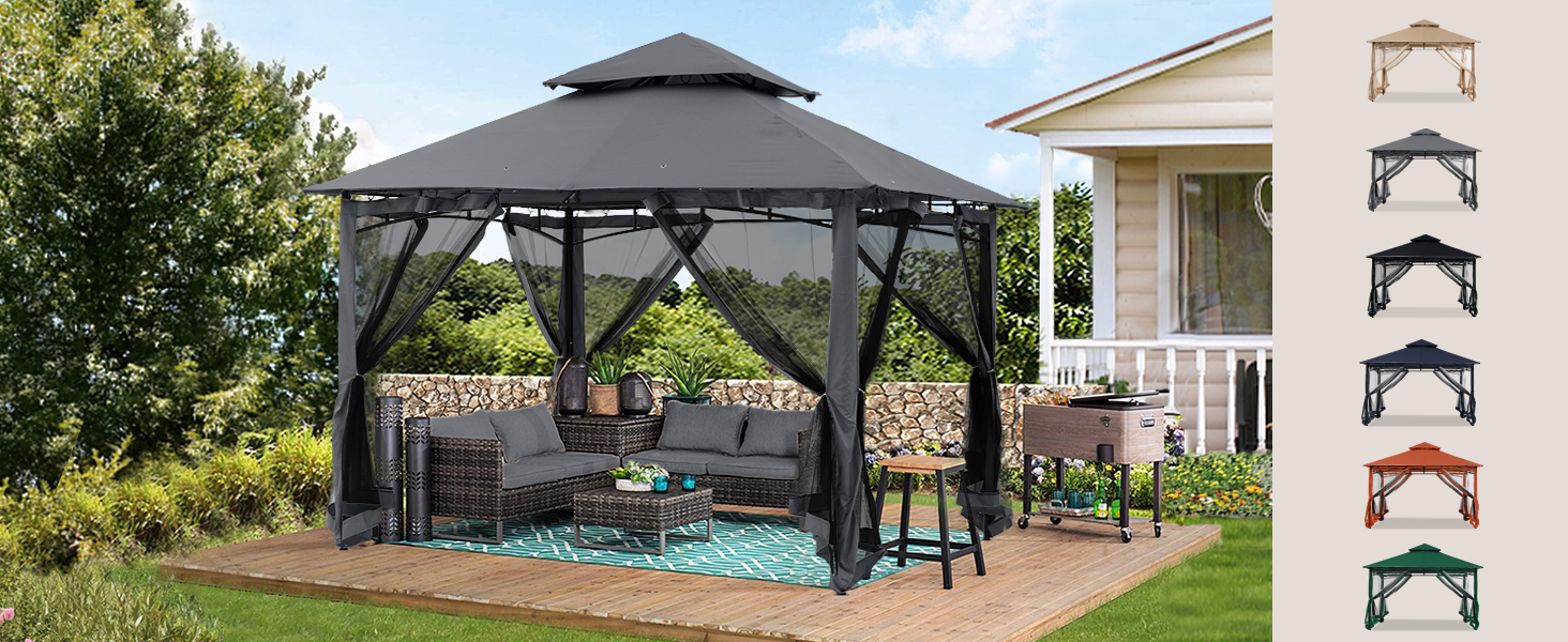 Павільйон садовий ABCCANOPY 2.5x2.5м водонепроникний, сірий (3.35x3.35м) для вечірок та захисту від сонця і дощу