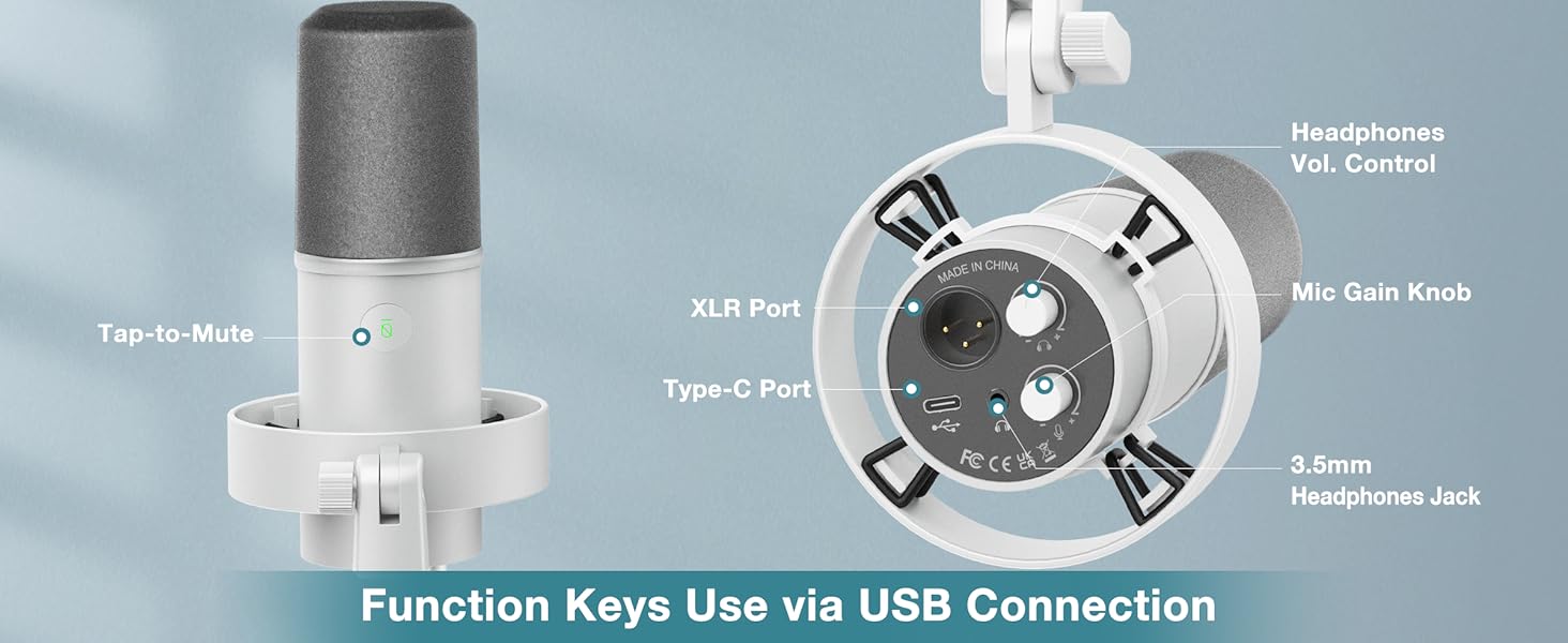 FIFINE K688: Студійний мікрофон XLR/USB для запису вокалу, подкастів, стрімінгу та геймінгу. Динамічний, з навушником 3.5 мм, кнопкою мовчки та металевим корпусом.