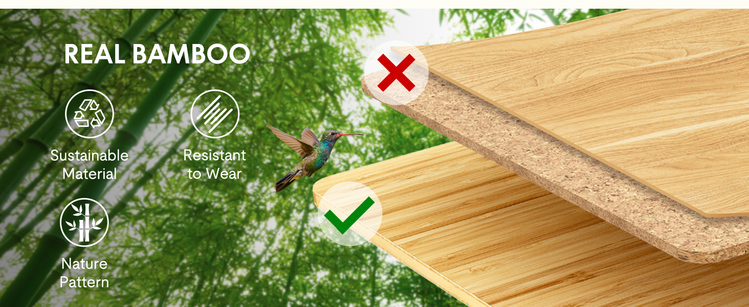 Регульований по висоті стіл FLEXISPOT 160x80 см, бамбукова стільниця, чорна рама - ергономічний офісний стіл для роботи та комп'ютера