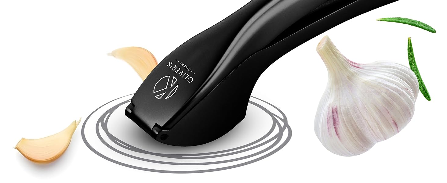 Преміум-прес для часнику Oliver's Kitchen® - зручний та легко миється - подрібнює часник та імбир без лушпиння - міцний, матовий чорний