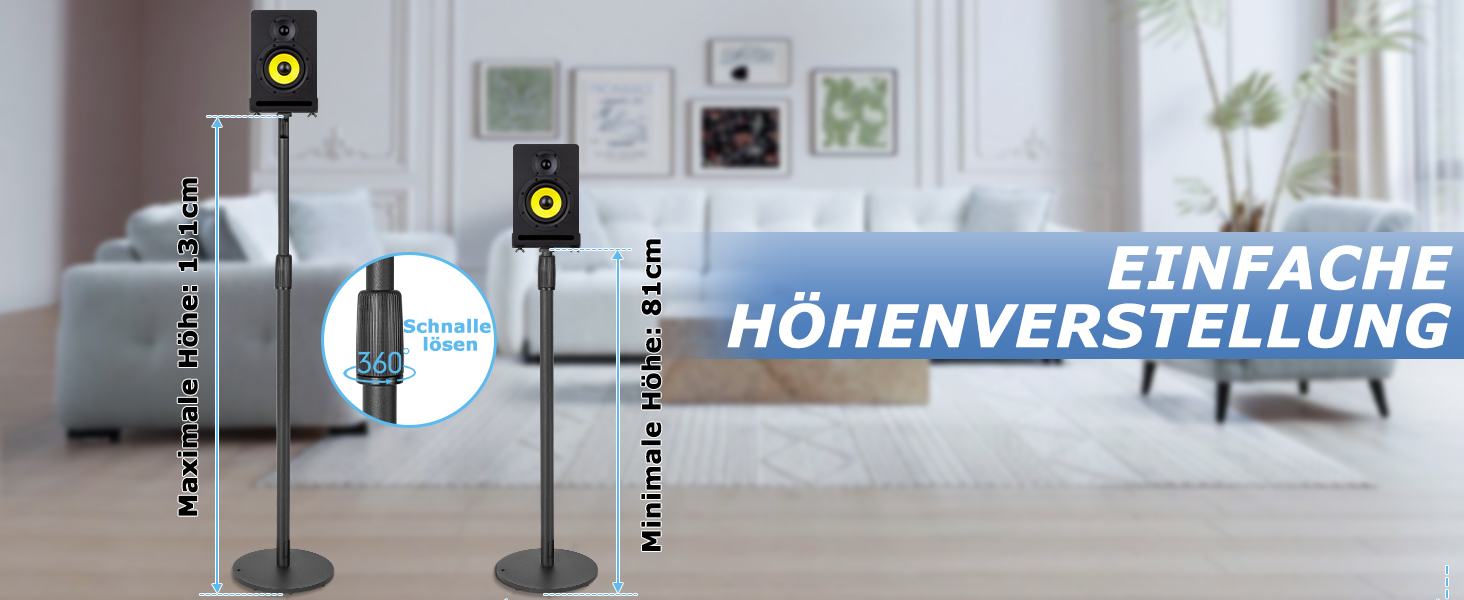 Стійки для акустики OUUTMEE регульовані по висоті, 2 шт., 80-130 см