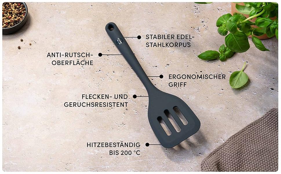 Набір кухонних аксесуарів Hoffmann Küchenhelfer-Set (5 предметів), антрацит, силікон-сталевий сердечник
