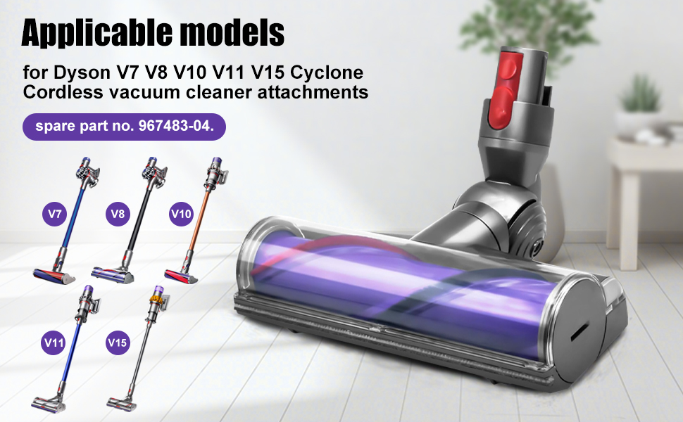 Головка Турбіна Підлоговий інструмент для Dyson V7 V8 V10 V11 V15 Cyclone Акумуляторний пилосос, очищувач моторголовки Щітка Турбінний інструмент, запасна частина 967483-04