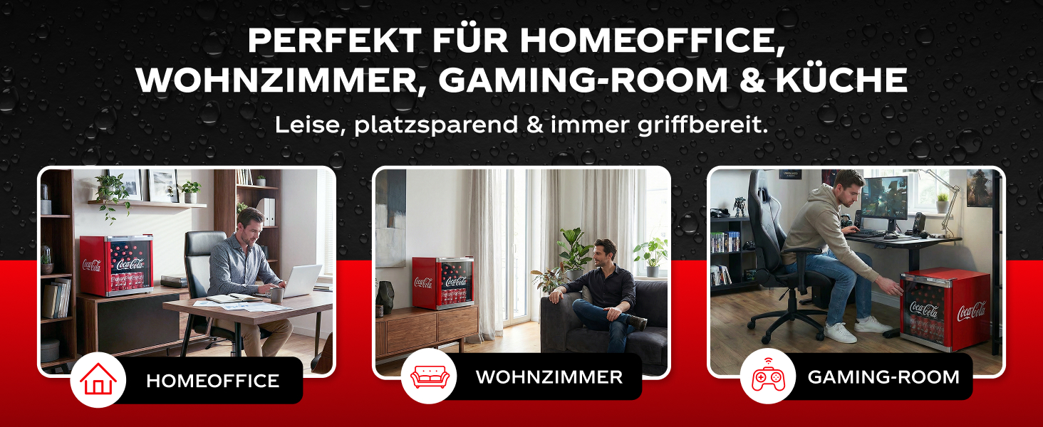 Міні-холодильник для напоїв °CUBES Original Red (48л) зі скляноюю дверцятою, енергоефективний та безшумний, для офісу, геймінгу та вечірок