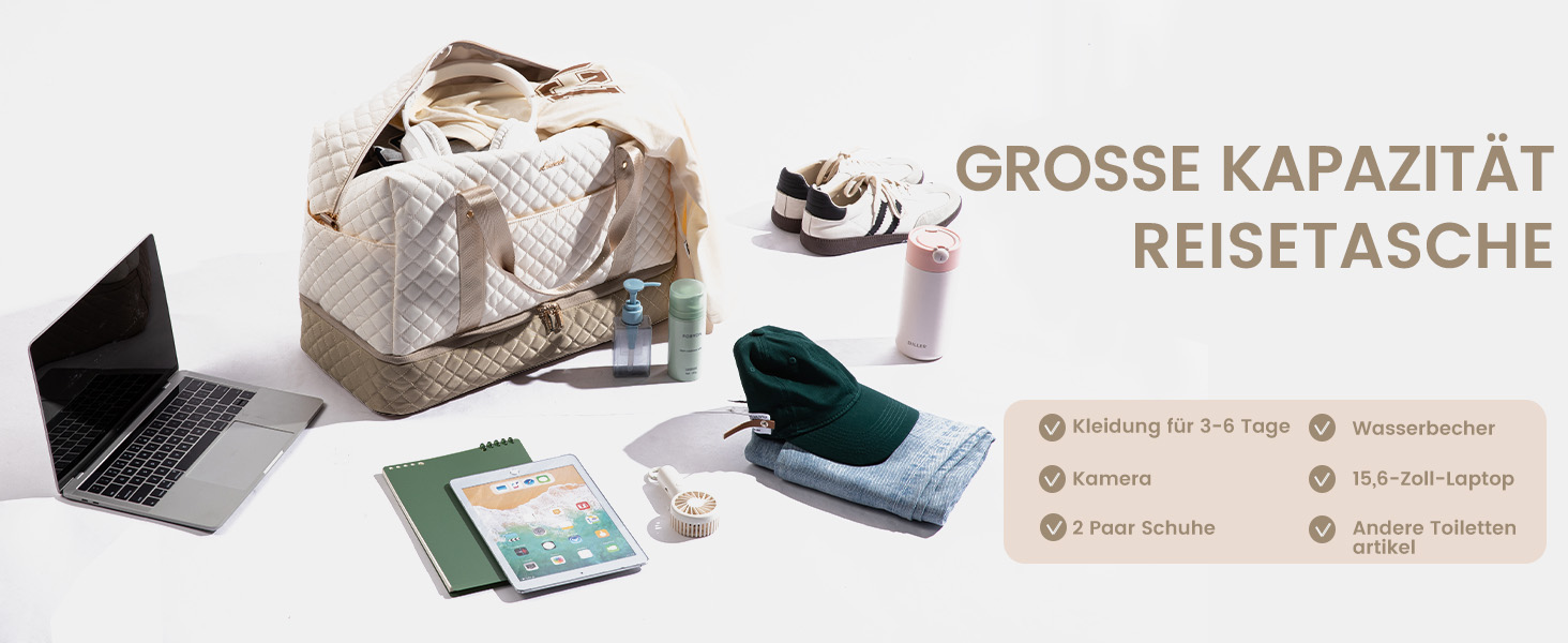 Спортивна сумка LOVEVOOK для жінок з відділенням для ноутбука, 40л, Gym Bag, Travel Duffle, для подорожей, фітнесу, клініки, лікарні (чорний+бежевий+коричневий, з відділенням для взуття)