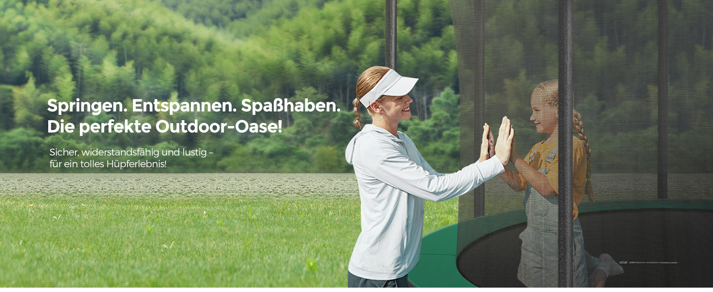 Батут SONGMICS вуличний Ø427 см з захисною сіткою та драбиною, чорно-зелений