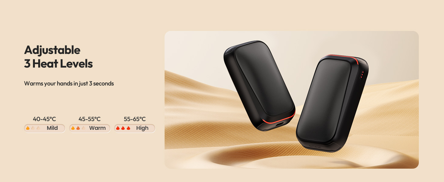 Електричні грілки для рук Gaiatop 2 шт. з магнітом, 4000mAh, USB, багаторазові, швидкий нагрів за 3 секунди, 3 режими, компактні, ідеальні для подарунків чоловікам та жінкам, чорні