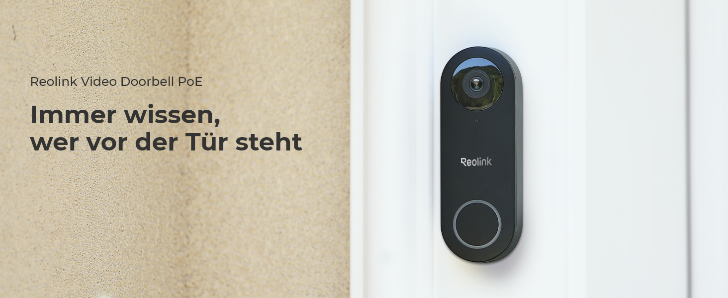 Відеодзвінок Reolink 5MP PoE з Чаймом, UHD, 180° Ultraweitwinkel, двосторонній аудіо, розпізнавання осіб, водонепроникний, з сигналізацією, сумісний з NVR