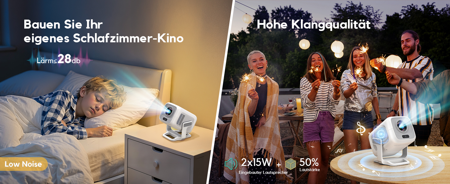 Smart проєктор AKIYO O4 з WiFi 6, Bluetooth 5.4, 4K, HDMI, USB, підтримкою PS5, автофокусом та автотрапецеїдною корекцією