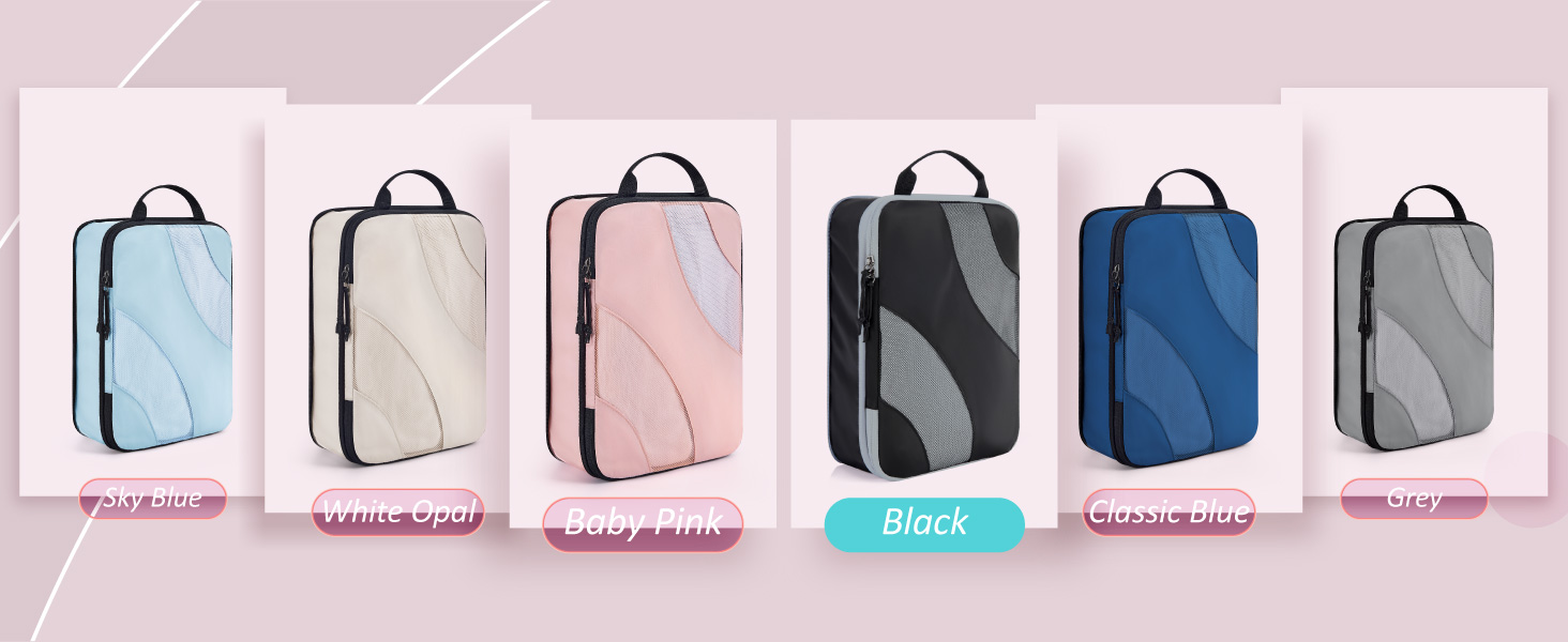 Набір компресійних органайзерів для подорожей BAGSMART для валізи та ручної поклажі, 6 шт, Rose (Baby Blue)