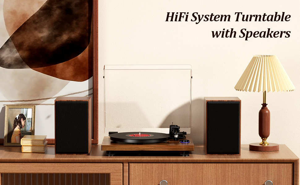 HiFi вініловий програвач Bluetooth USB з динаміками, стереосистема з регульованим противагою, магнітним картриджем та RCA виходом
