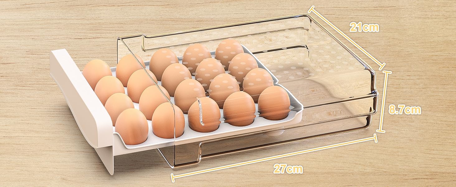 Контейнер для яєць Deecam: органайзер для холодильника на 20 яєць, прозорий, білий