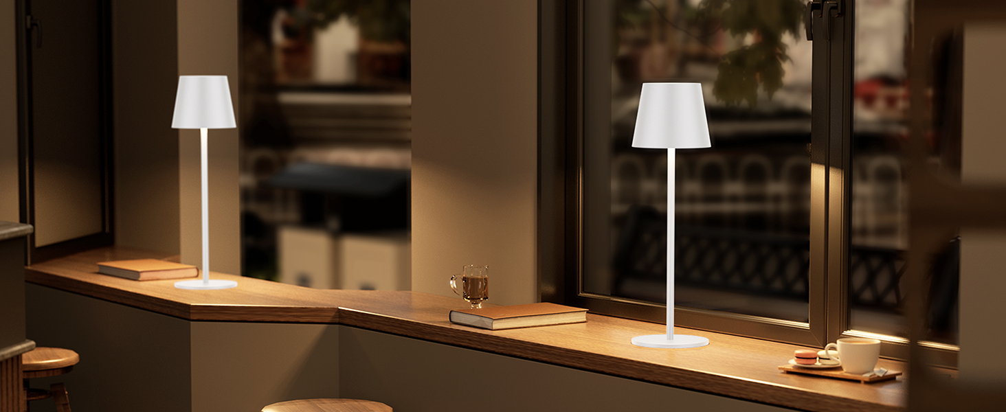 LED-лампа K-Bright на акумуляторі, 4 шт., диммер, 36.5 см, перезарядна, тепле світло 2700K, USB-C, IP54, бежевий колір