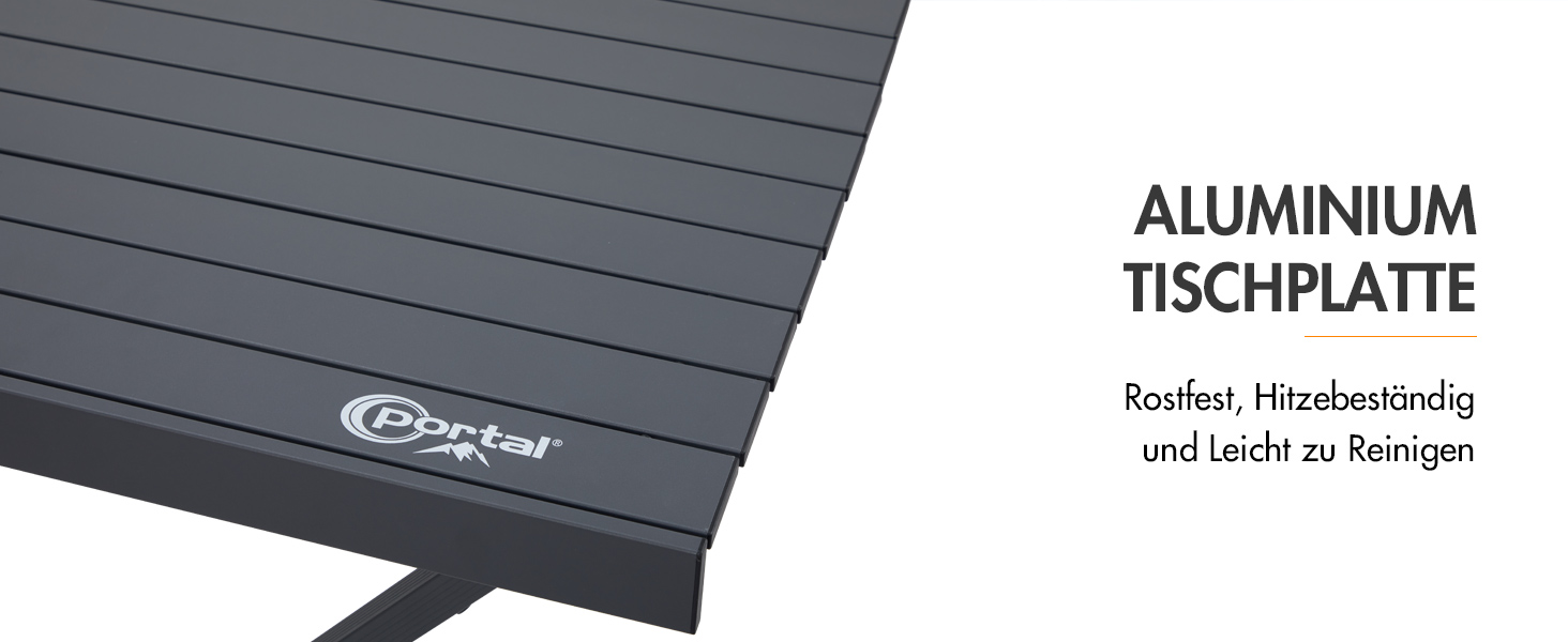 Складаний кемпінговий стіл PORTAL з регулюванням висоти, алюмінієвий, 108 x 71 см, легкий стіл для пікніка, саду та подорожей, чорний