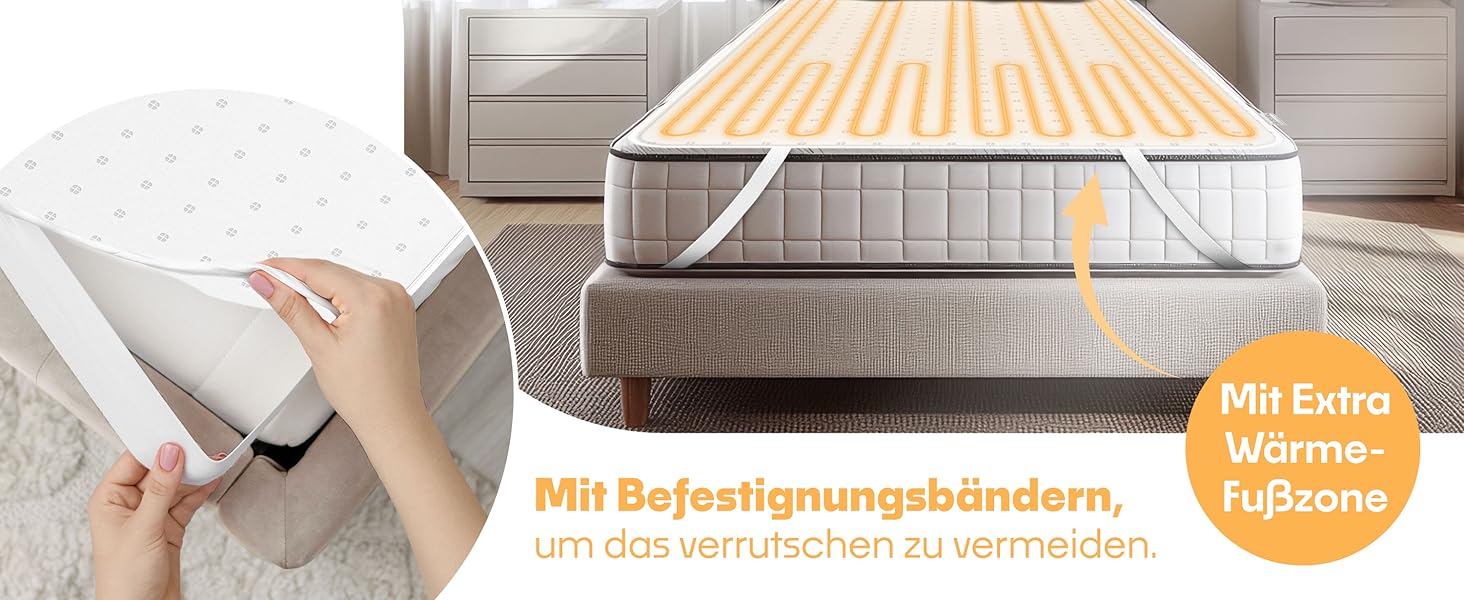 Електрична ковдра KESSER® з двома зонами нагріву 160x140 см з автовимкненням та пультом керування | 3 режими температури | Підкладка під ковдру | Тепла ковдра з м'якого флісу білого кольору 160x140 см без візерунка