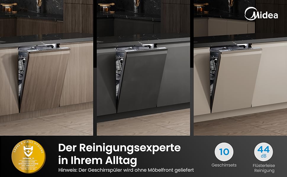 Посудомийна машина Midea SV 5.14K10C, 45 см, 10 комплектів, Inox, WIFI, 8 програм, 44 дБ, автоматичне відкриття дверцят, таймер 0-24 години