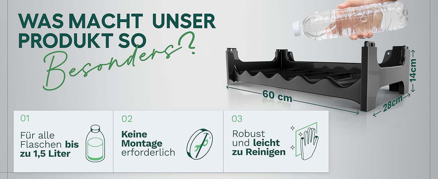 Стійка для пляшок Novaliv на 36 пляшок з переробленого пластику, розширювана, чорна, для вина та напоїв