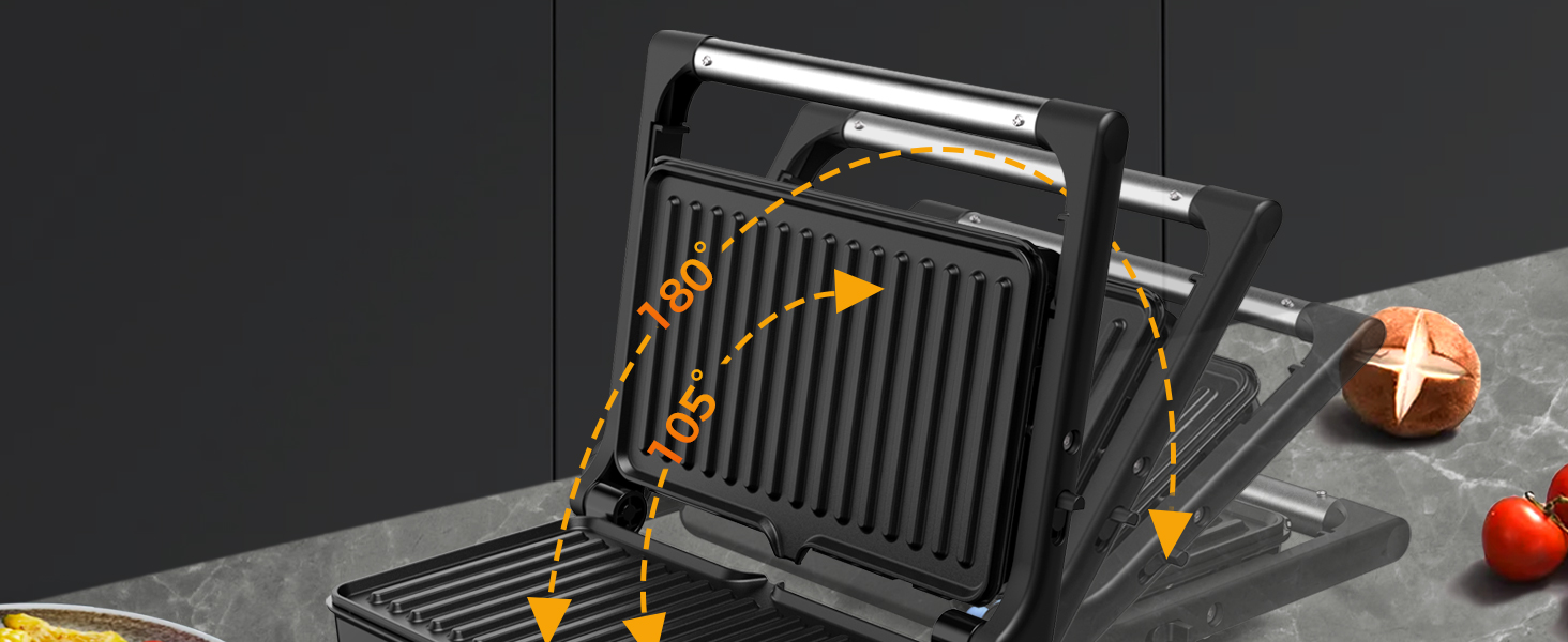 Sandwichmaker YASHE 1500W з антипригарним покриттям XXL, автоматичне регулювання температури, для 2 тостів