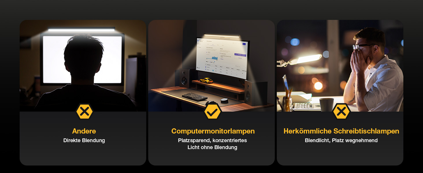 Світлодіодна лампа для монітора Douxlife Screenbar з сенсорним керуванням та пультом дистанційного керування, USB-зарядка, регульована яскравість та колірна температура, захист очей для ПК, чорний