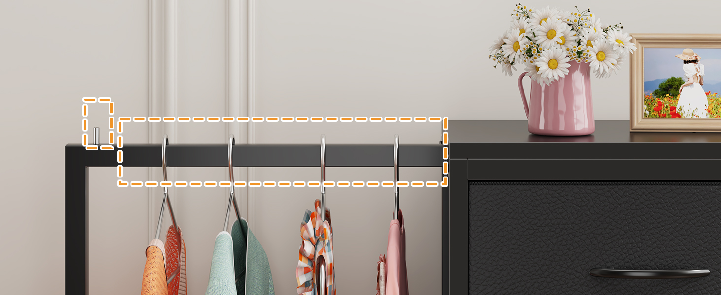 Комод 111 см з 4 висувними ящиками з тканини, шафа для одягу, комод для спальні, вітальні, коридору, чорний (30T x 76.5B x 111H см)