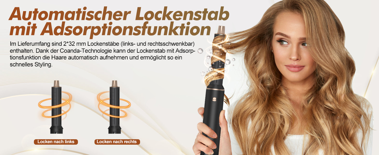 Airstyler 5 в 1 з насадкою для випрямлення, завивки та сушіння волосся 1000 Вт, чорний